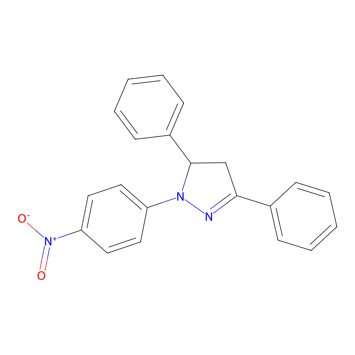 1-(4-nitrophenyl)-3,5-diphenyl-4,5-dihydro-1H-pyrazole molecular structure, CAS 10252-45-6