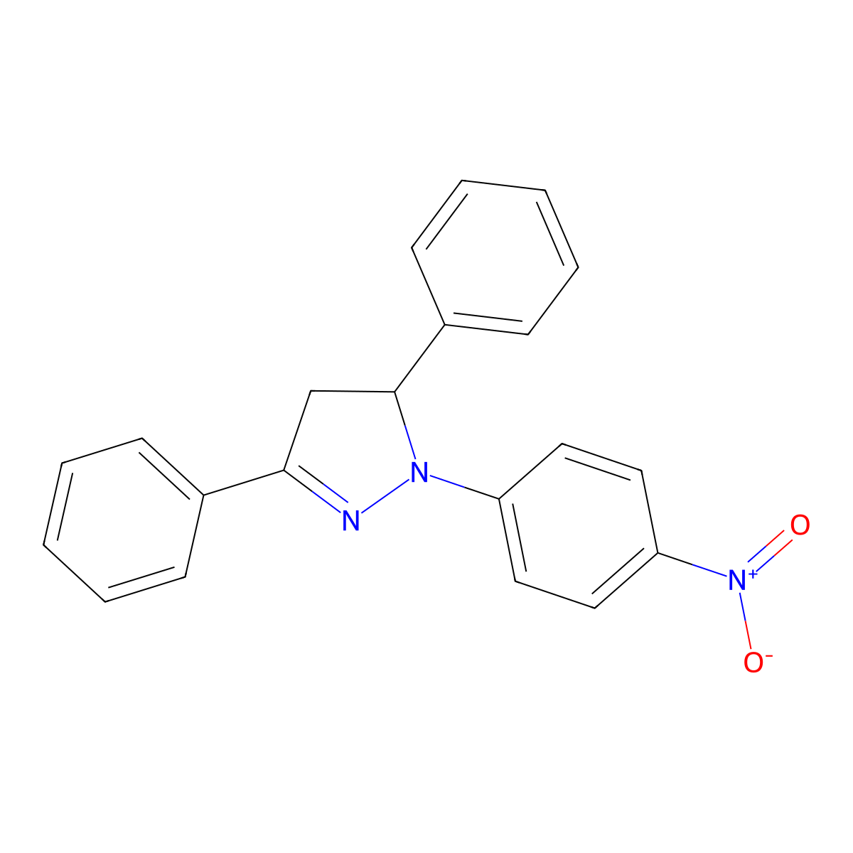 1-(4-nitrophenyl)-3,5-diphenyl-4,5-dihydro-1H-pyrazole molecular structure, CAS 10252-45-6