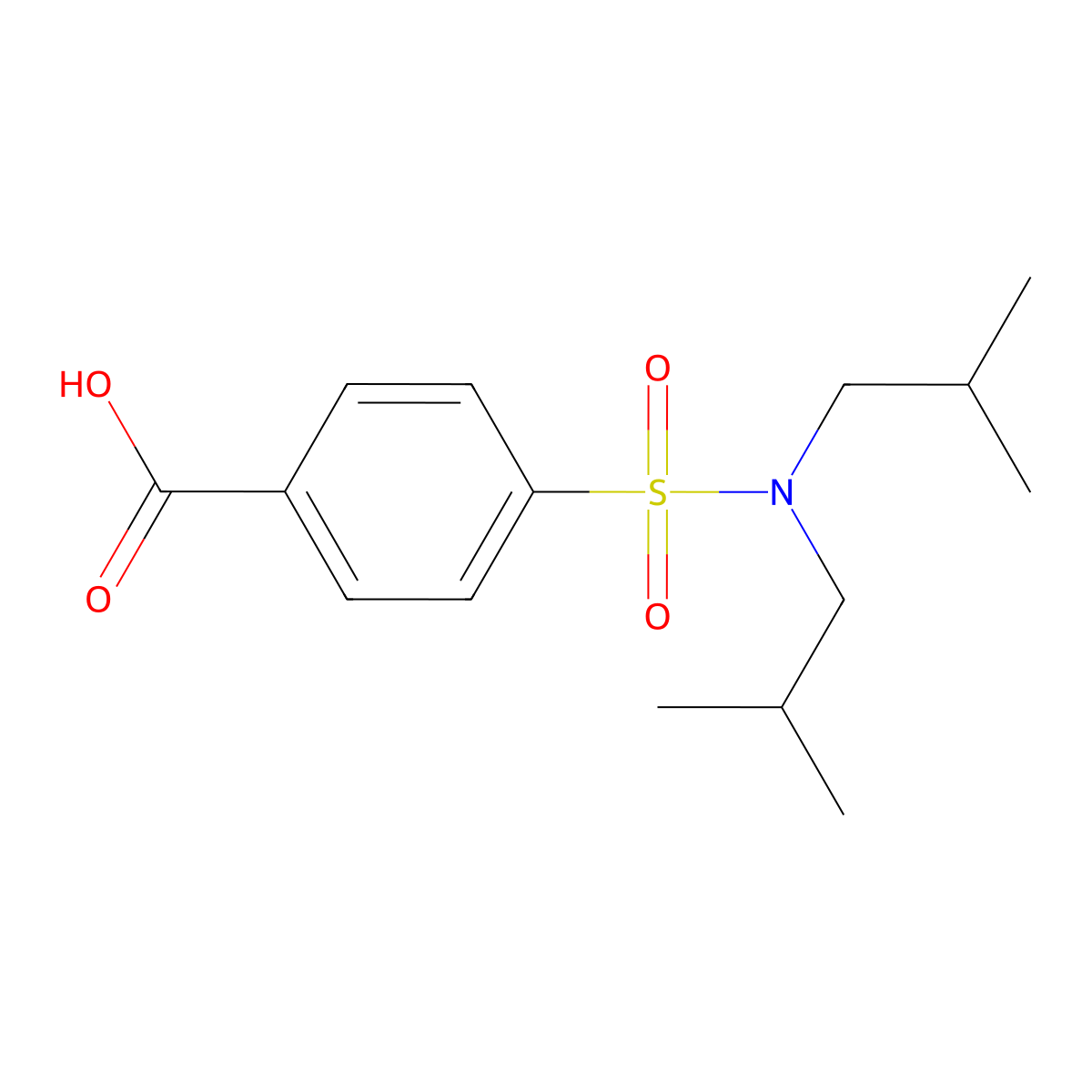 4-Diisobutylsulfamoyl-benzoic acid molecular structure, CAS 10252-81-0