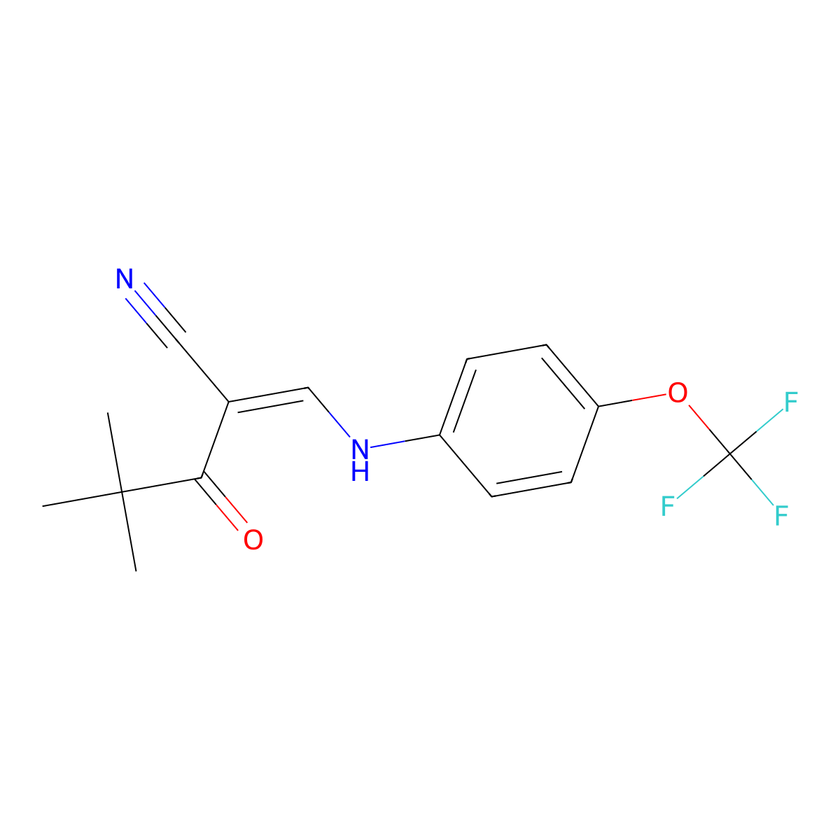 2-(2,2-Dimethylpropanoyl)-3-((4-(trifluoromethoxy)phenyl)amino)prop-2-enenitrile molecular structure, CAS 1025205-33-7