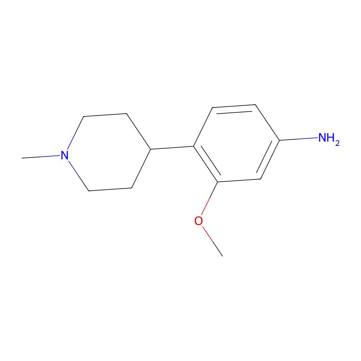 3-Methoxy-4-(1-methylpiperidin-4-yl)aniline molecular structure, CAS 1025216-26-5