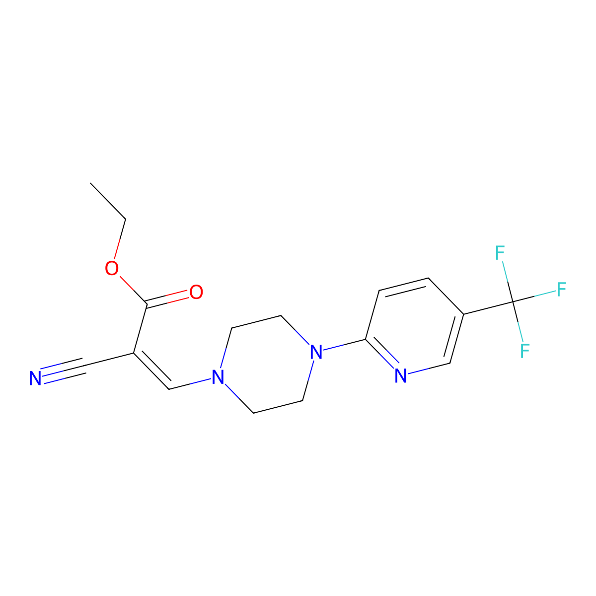 ethyl (E)-2-cyano-3-[4-[5-(trifluoromethyl)pyridin-2-yl]piperazin-1-yl]prop-2-enoate molecular structure, CAS 1025218-95-4