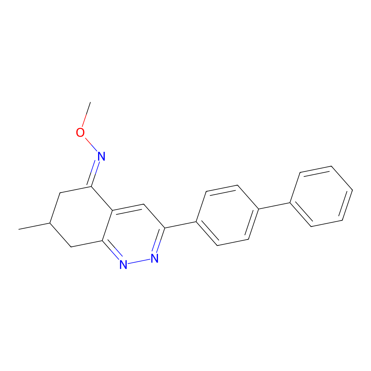 N-methoxy-7-methyl-3-(4-phenylphenyl)-7,8-dihydro-6H-cinnolin-5-imine molecular structure, CAS 1025220-28-3