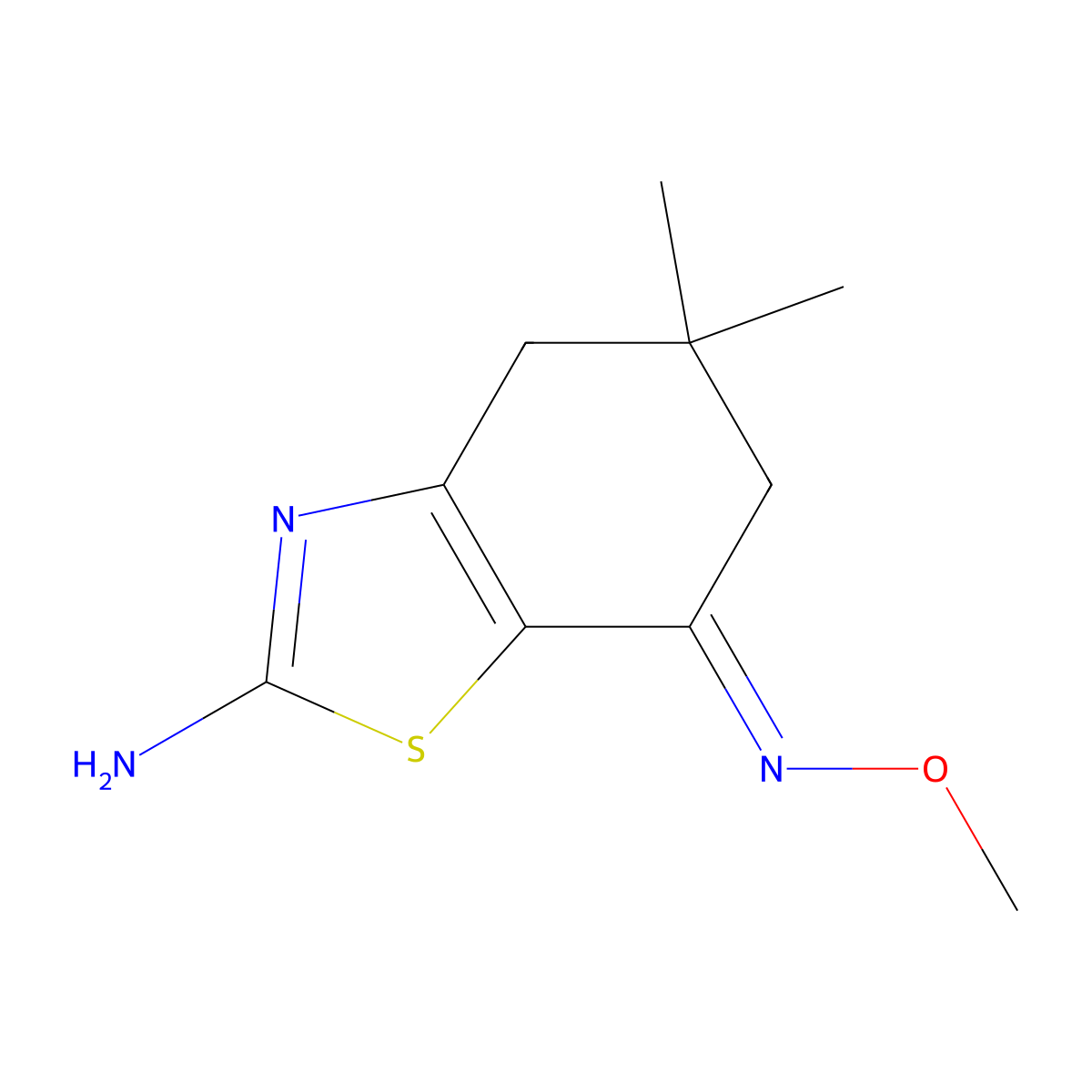 (7E)-7-(methoxyimino)-5,5-dimethyl-4,5,6,7-tetrahydro-1,3-benzothiazol-2-amine molecular structure, CAS 1025228-72-1