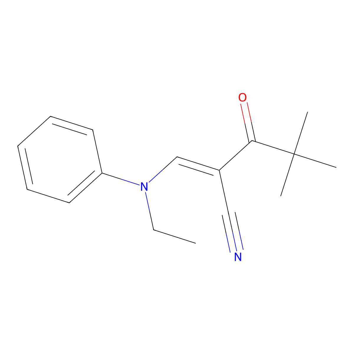 (2E)-2-{[ethyl(phenyl)amino]methylidene}-4,4-dimethyl-3-oxopentanenitrile molecular structure, CAS 1025242-61-8