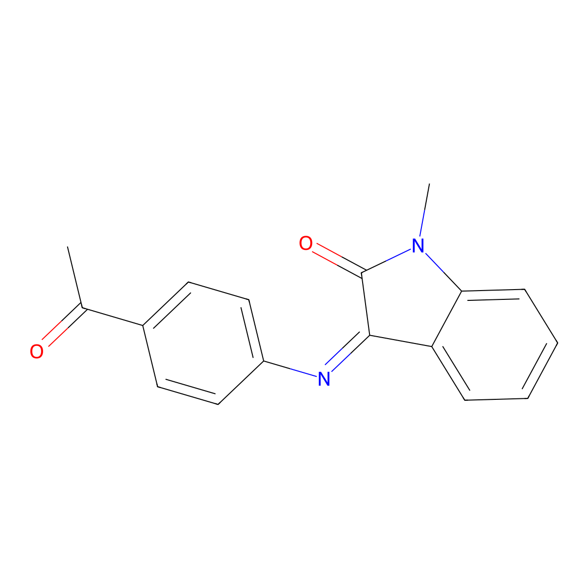 3-((4-Acetylphenyl)azamethylene)-1-methylindolin-2-one molecular structure, CAS 1025248-12-7
