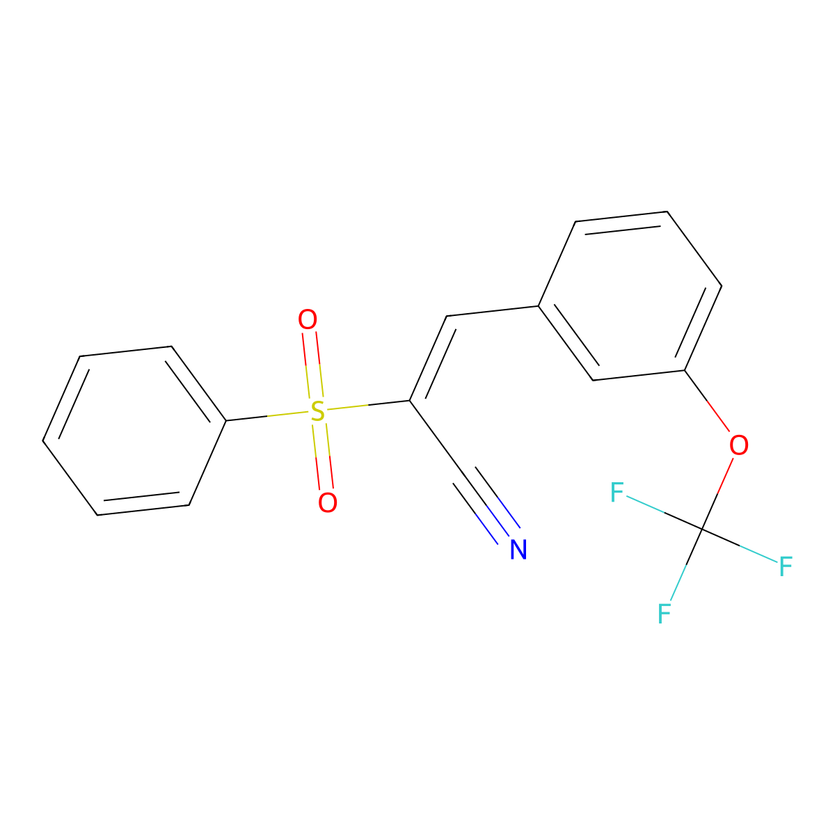 (E)-2-(benzenesulfonyl)-3-[3-(trifluoromethoxy)phenyl]prop-2-enenitrile molecular structure, CAS 1025264-69-0