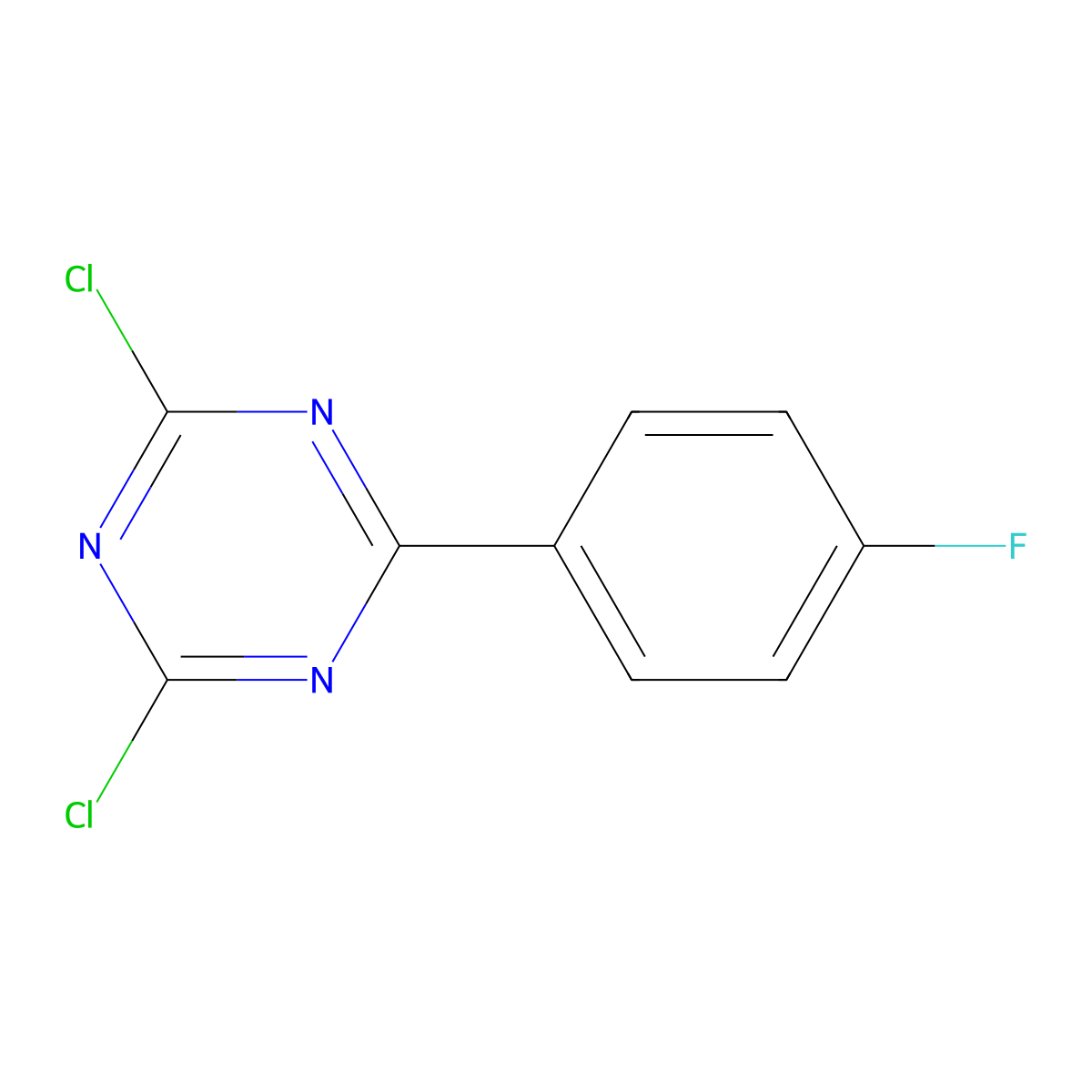 2,4-Dichloro-6-(4-fluorophenyl)-1,3,5-triazine molecular structure, CAS 102528-18-7