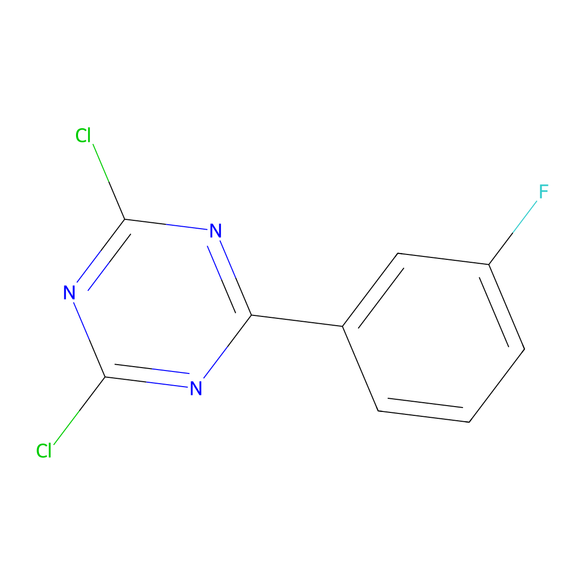 2,4-Dichloro-6-(3-fluorophenyl)-1,3,5-triazine molecular structure, CAS 102528-19-8