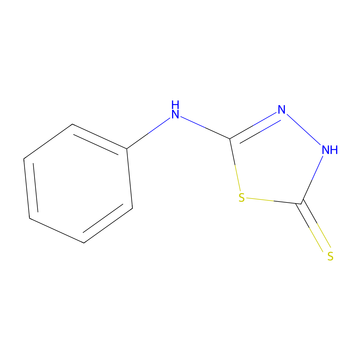 1,3,4-Thiadiazole-2(3H)-thione, 5-anilino- molecular structure, CAS 10253-83-5