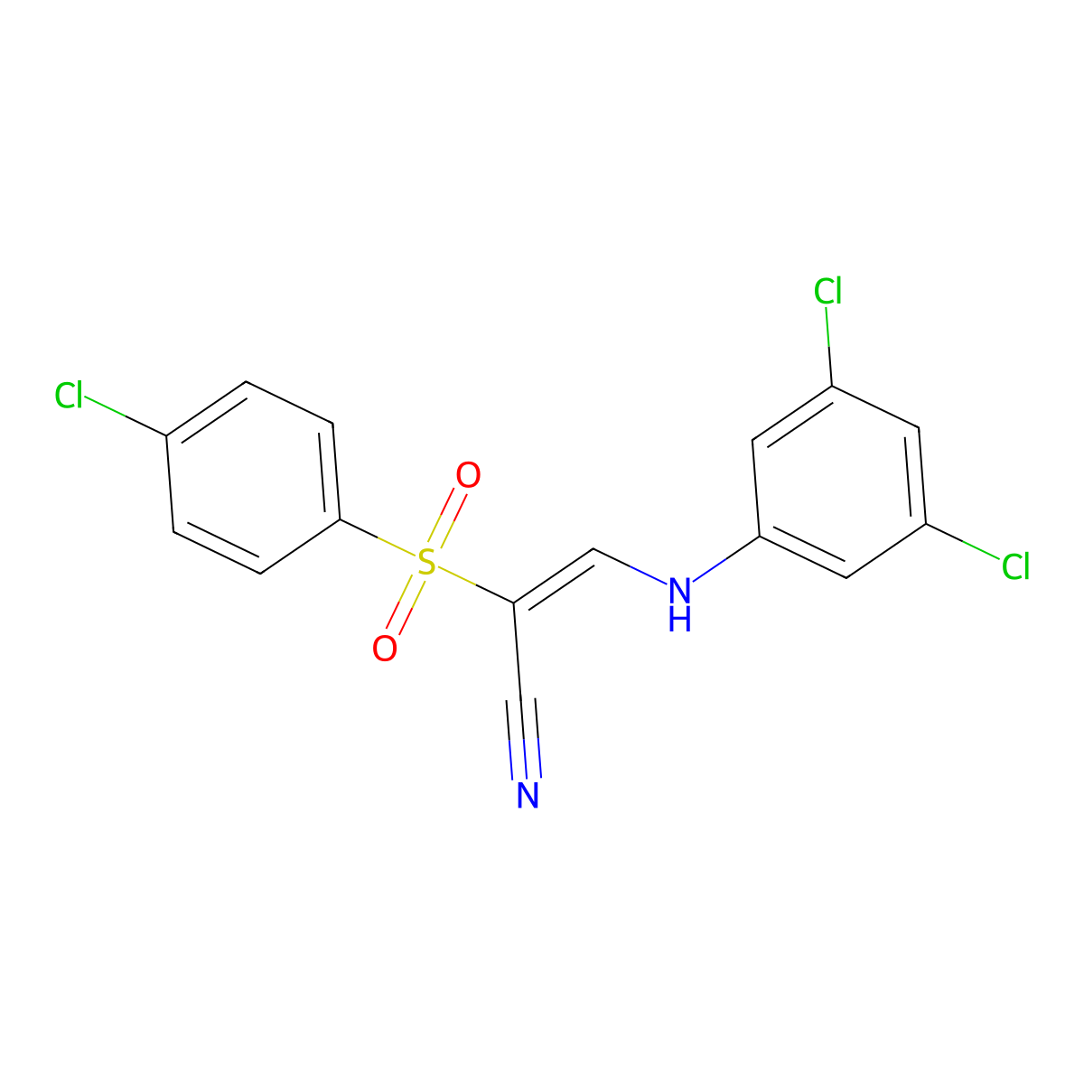 (E)-2-(4-chlorophenyl)sulfonyl-3-(3,5-dichloroanilino)prop-2-enenitrile molecular structure, CAS 1025311-95-8