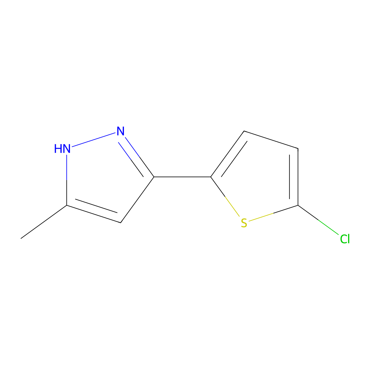 3-(5-chlorothiophen-2-yl)-5-methyl-1H-pyrazole molecular structure, CAS 1025353-98-3