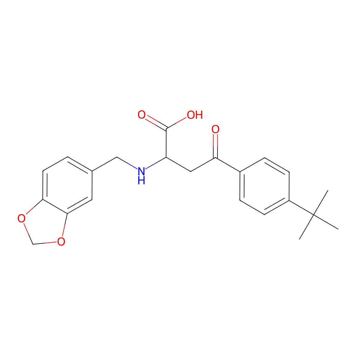 2-[(1,3-Benzodioxol-5-ylmethyl)amino]-4-[4-(tert-butyl)phenyl]-4-oxobutanoic acid molecular structure, CAS 1025355-17-2