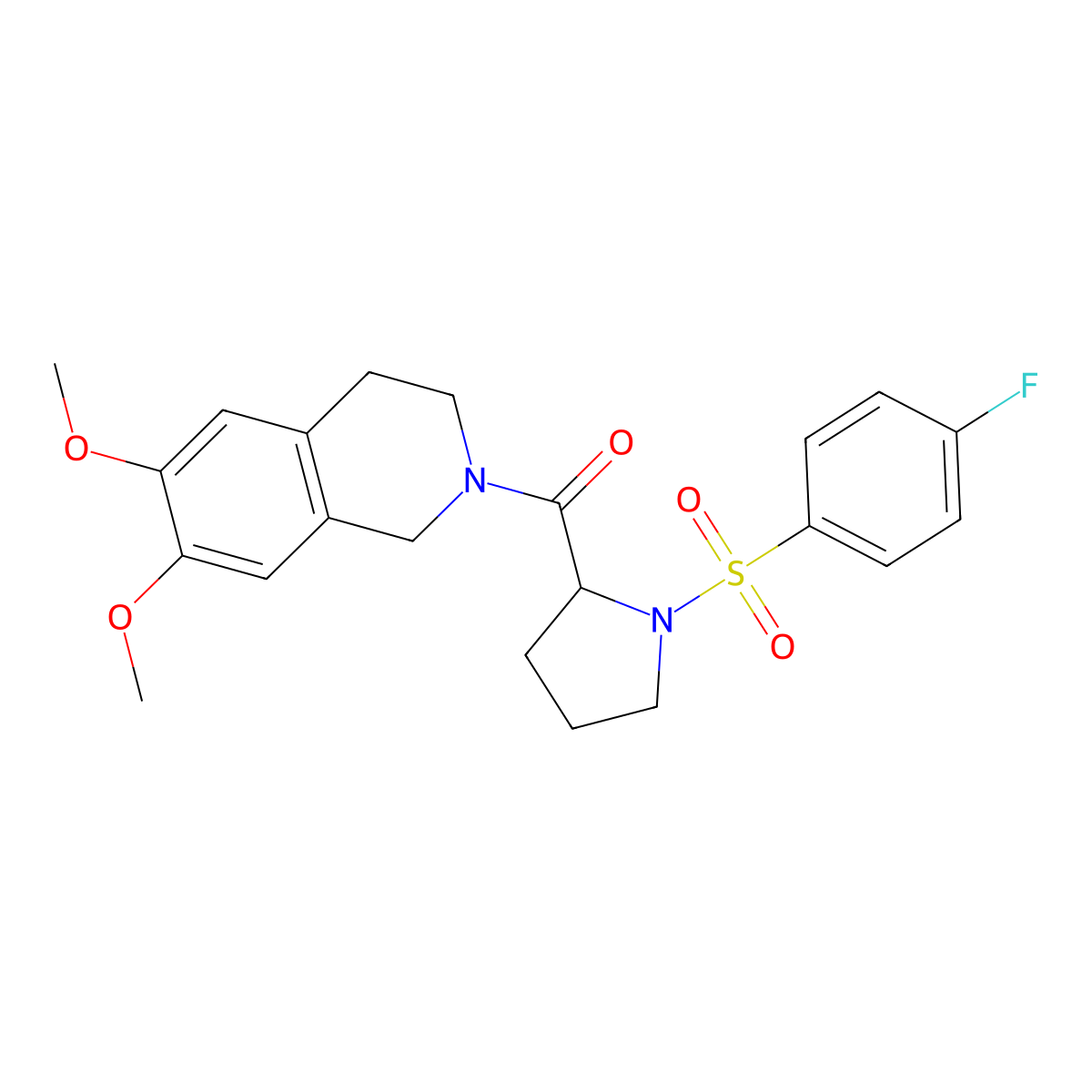 2-{1-[(4-Fluorophenyl)sulfonyl]prolyl}-6,7-dimethoxy-1,2,3,4-tetrahydroisoquinoline molecular structure, CAS 1025364-70-8