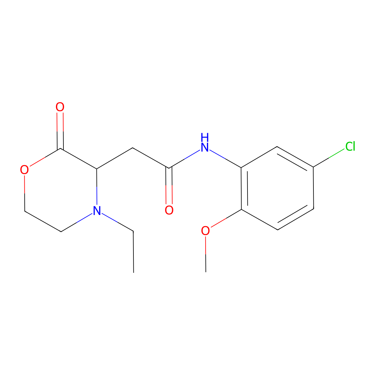 N-(5-chloro-2-methoxyphenyl)-2-(4-ethyl-2-oxomorpholin-3-yl)acetamide molecular structure, CAS 1025382-73-3