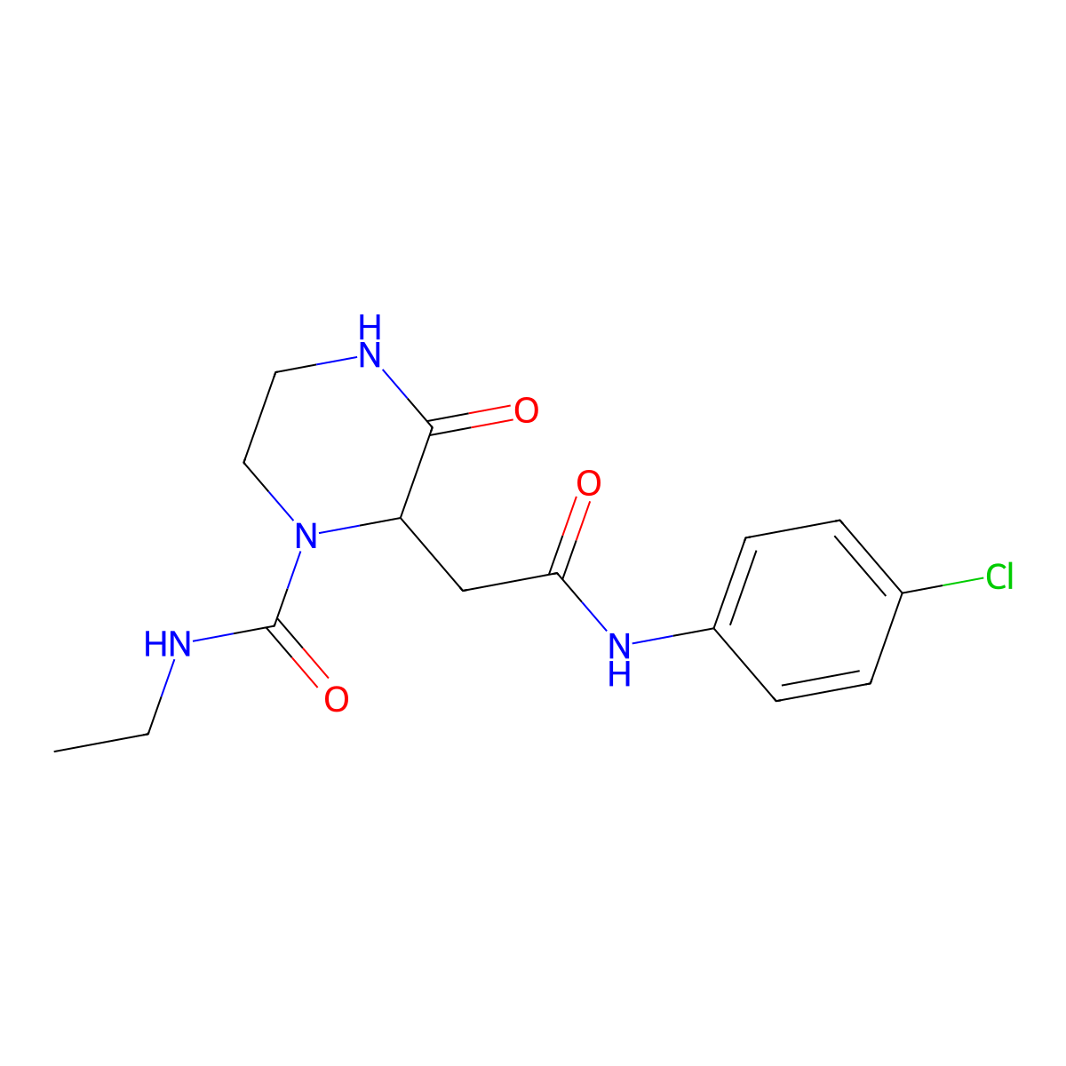 2-{2-[(4-chlorophenyl)amino]-2-oxoethyl}-N-ethyl-3-oxopiperazine-1-carboxamide molecular structure, CAS 1025382-75-5