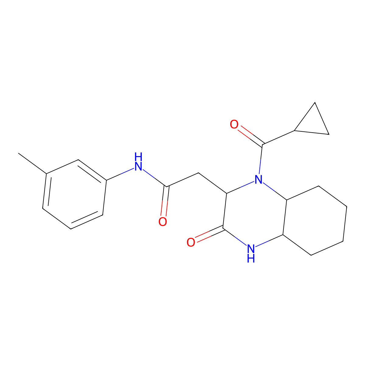 2-[1-(cyclopropylcarbonyl)-3-oxodecahydroquinoxalin-2-yl]-N-(3-methylphenyl)acetamide molecular structure, CAS 1025386-83-7