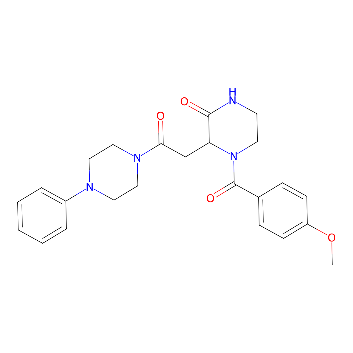 4-[(4-Methoxyphenyl)carbonyl]-3-[2-oxo-2-(4-phenylpiperazin-1-yl)ethyl]piperazin-2-one molecular structure, CAS 1025387-35-2