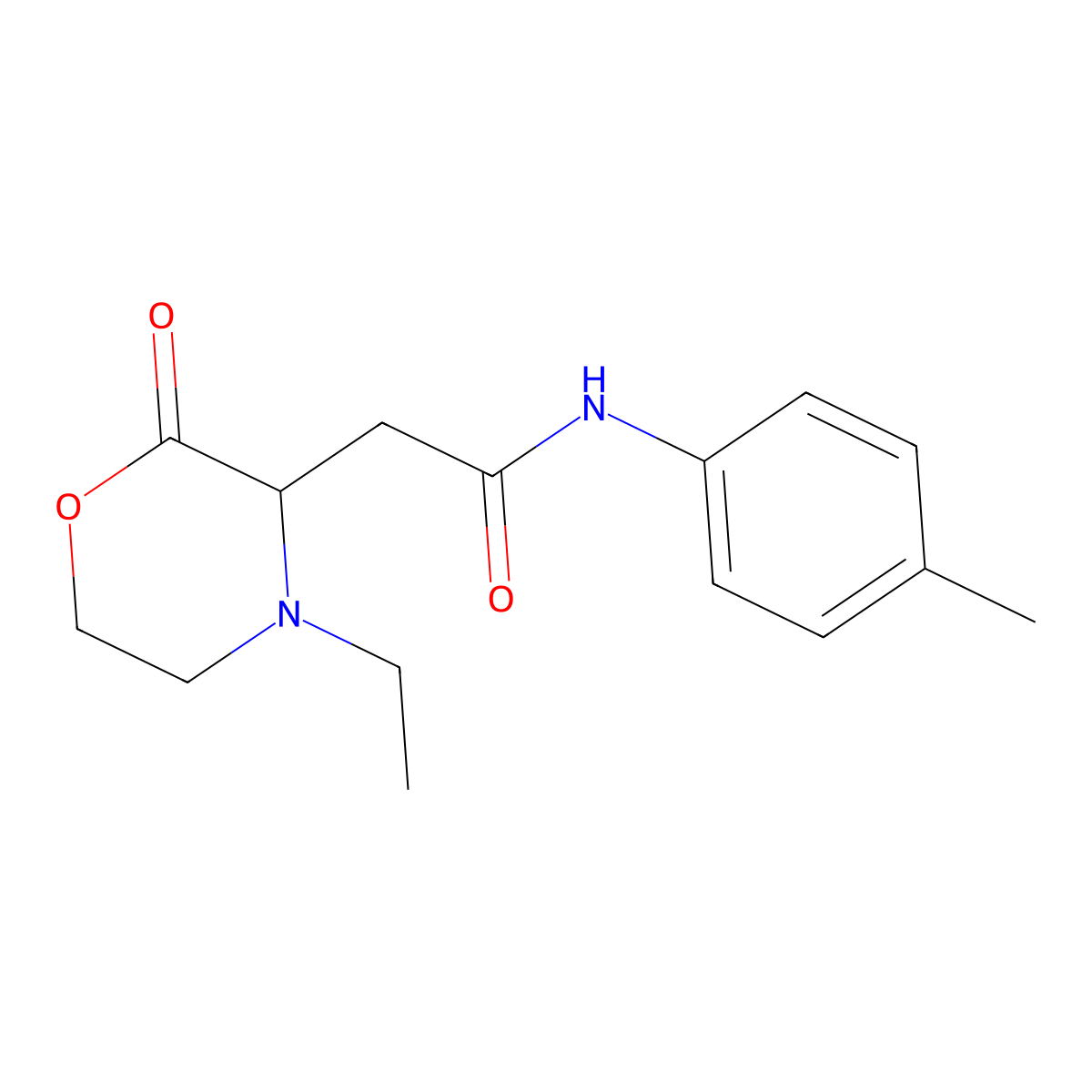 2-(4-ethyl-2-oxomorpholin-3-yl)-N-(4-methylphenyl)acetamide molecular structure, CAS 1025387-67-0
