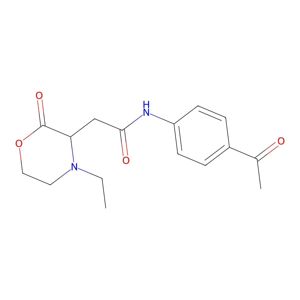 N-(4-acetylphenyl)-2-(4-ethyl-2-oxomorpholin-3-yl)acetamide molecular structure, CAS 1025387-92-1