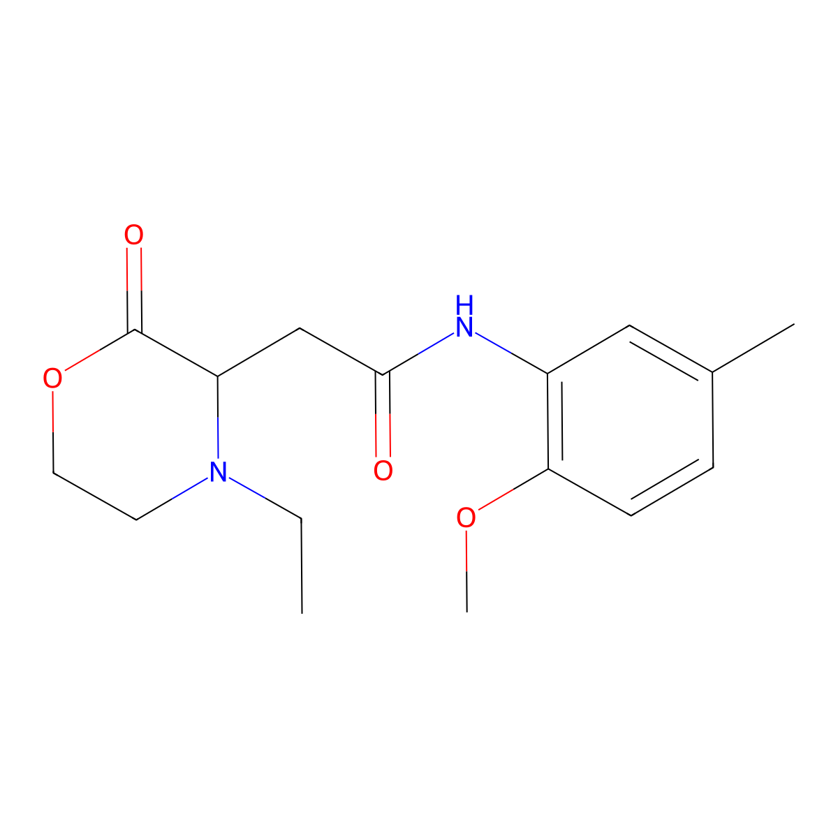2-(4-ethyl-2-oxomorpholin-3-yl)-N-(2-methoxy-5-methylphenyl)acetamide molecular structure, CAS 1025388-02-6