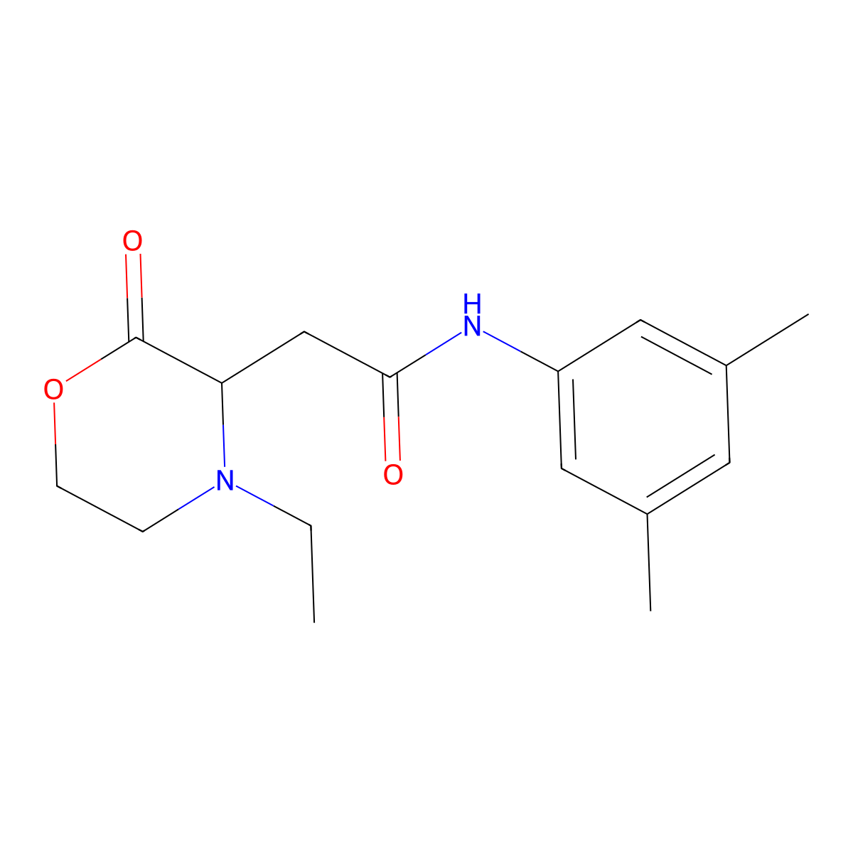 N-(3,5-dimethylphenyl)-2-(4-ethyl-2-oxomorpholin-3-yl)acetamide molecular structure, CAS 1025388-10-6