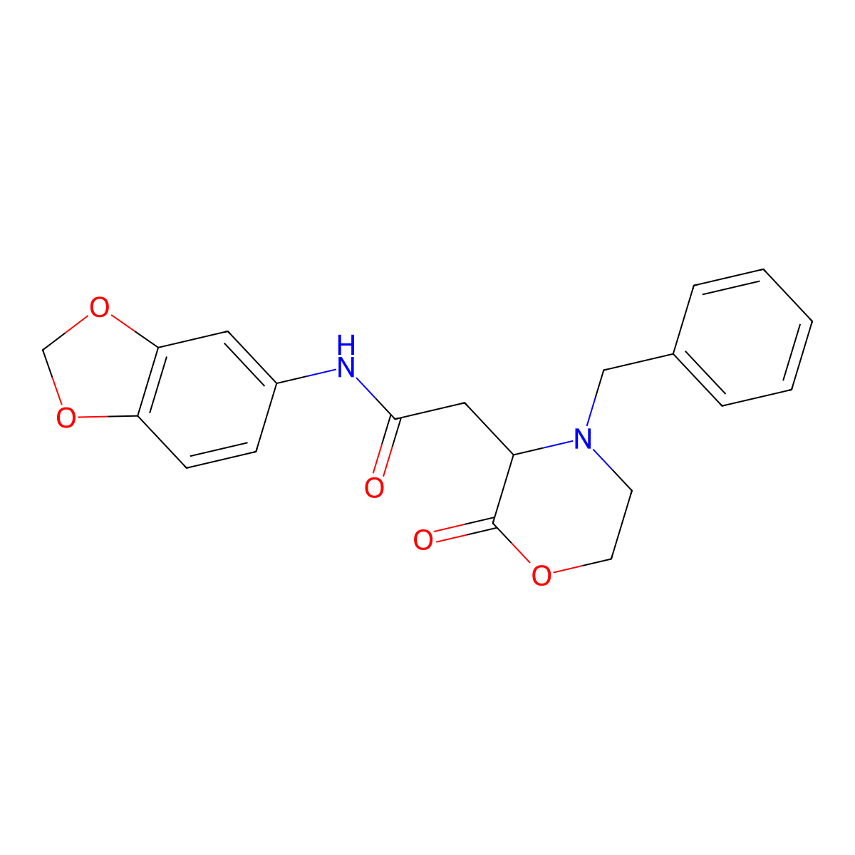 N-1,3-benzodioxol-5-yl-2-(4-benzyl-2-oxomorpholin-3-yl)acetamide molecular structure, CAS 1025388-21-9