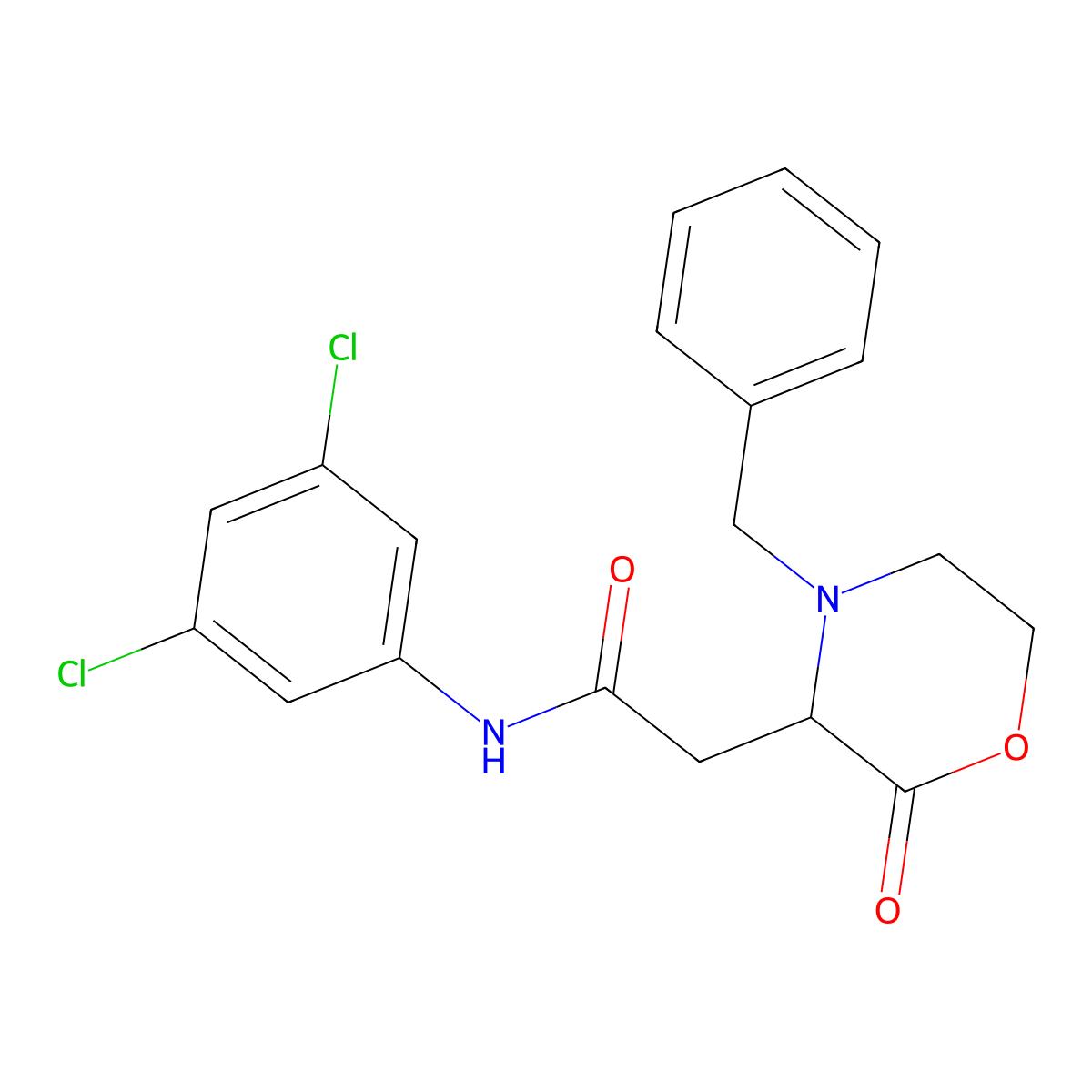2-(4-benzyl-2-oxomorpholin-3-yl)-N-(3,5-dichlorophenyl)acetamide molecular structure, CAS 1025388-28-6