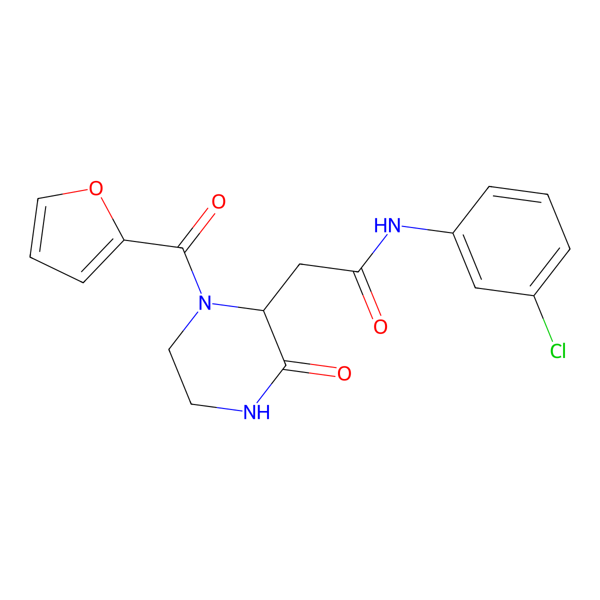 N-(3-chlorophenyl)-2-[1-(2-furylcarbonyl)-3-oxopiperazin-2-yl]acetamide molecular structure, CAS 1025388-61-7
