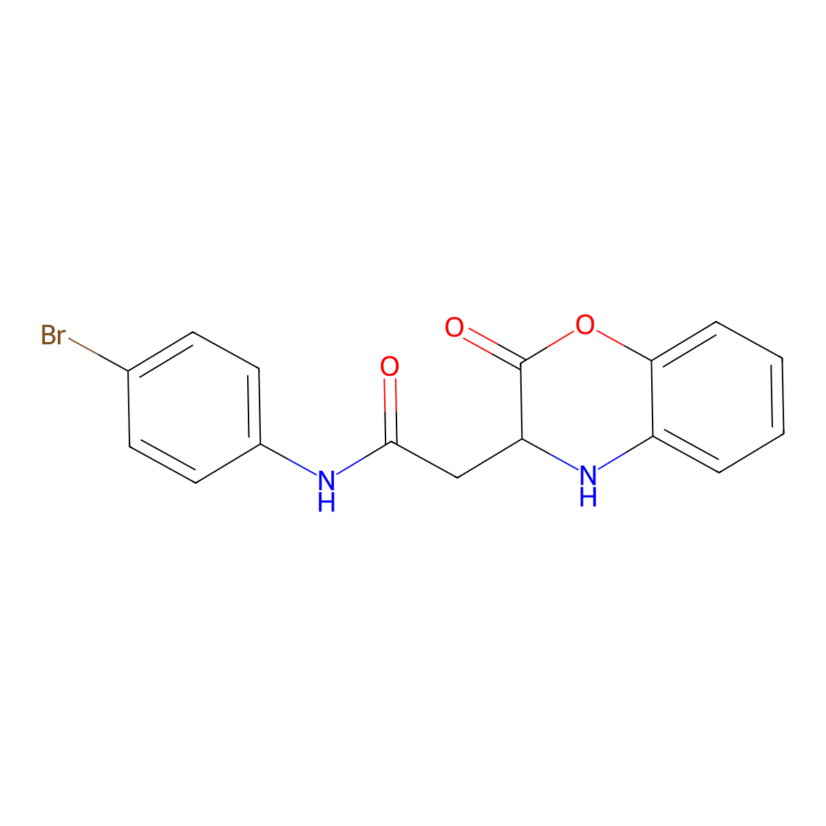 N-(4-bromophenyl)-2-(2-oxo-3,4-dihydro-2H-1,4-benzoxazin-3-yl)acetamide molecular structure, CAS 1025388-64-0