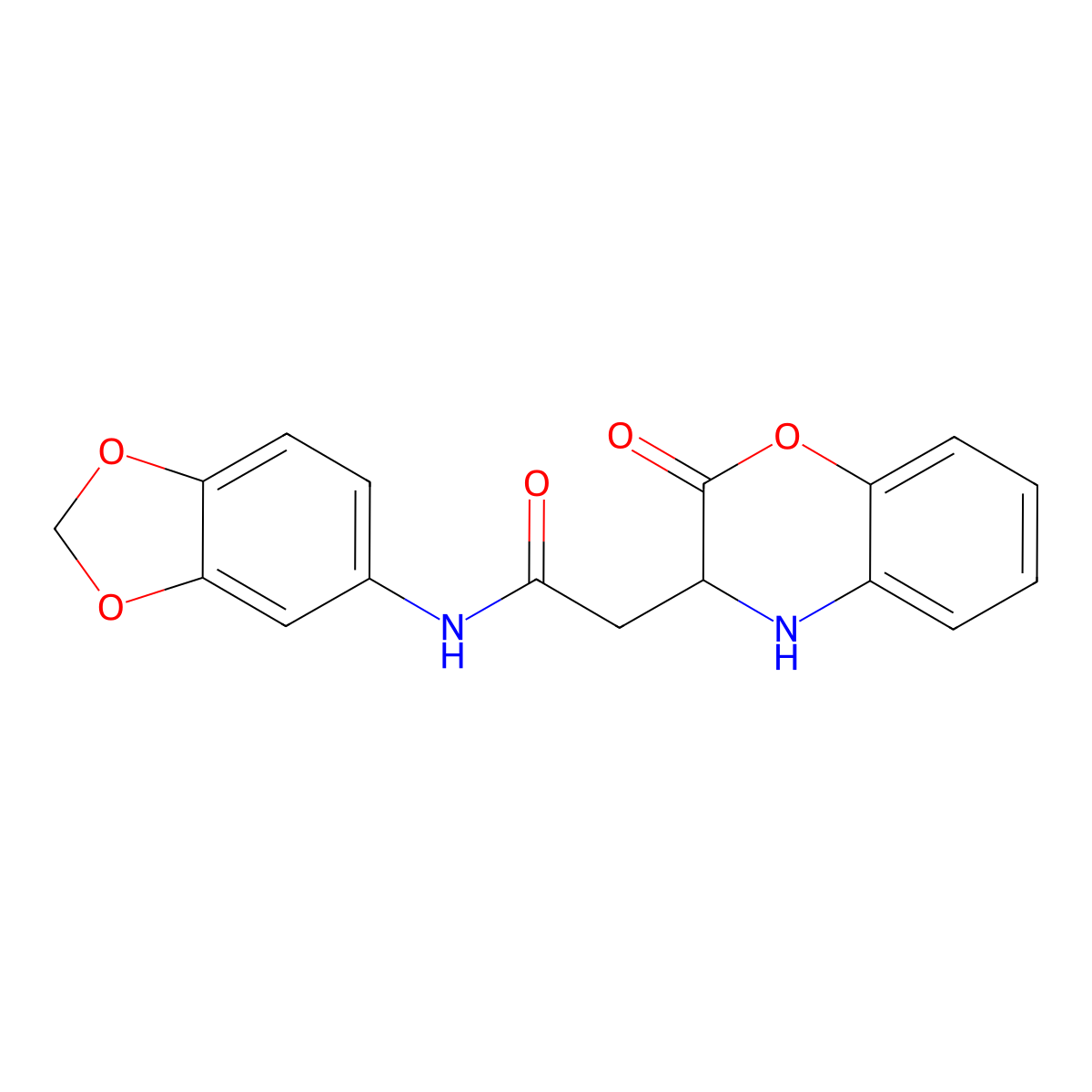 N-1,3-benzodioxol-5-yl-2-(2-oxo-3,4-dihydro-2H-1,4-benzoxazin-3-yl)acetamide molecular structure, CAS 1025388-68-4