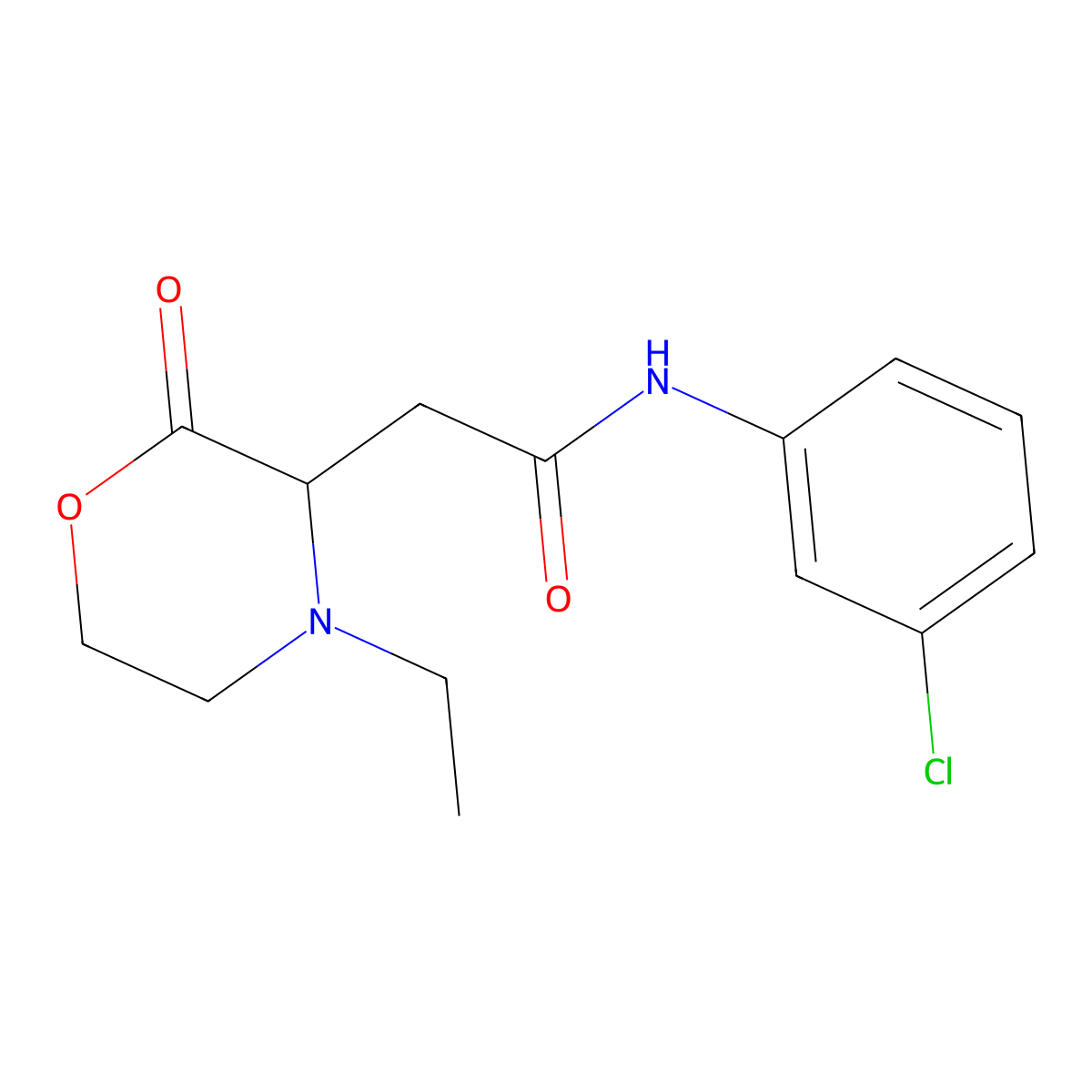 N-(3-chlorophenyl)-2-(4-ethyl-2-oxomorpholin-3-yl)acetamide molecular structure, CAS 1025388-72-0