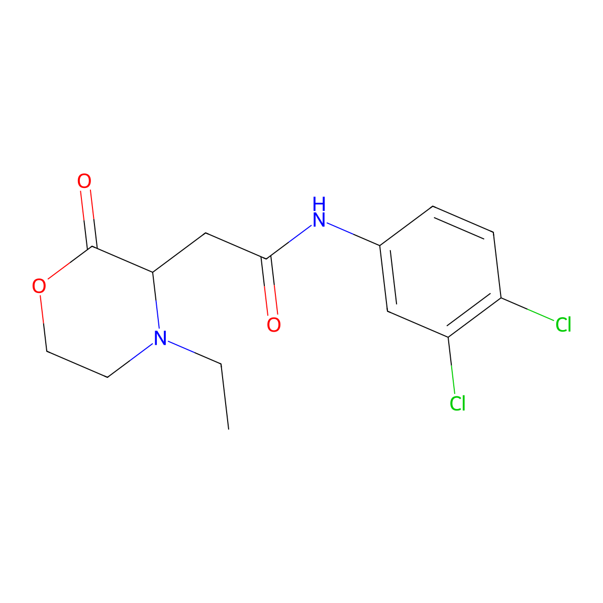 N-(3,4-dichlorophenyl)-2-(4-ethyl-2-oxomorpholin-3-yl)acetamide molecular structure, CAS 1025388-79-7