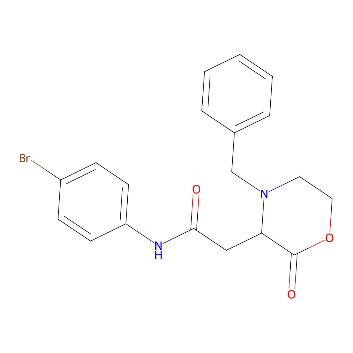 2-(4-benzyl-2-oxomorpholin-3-yl)-N-(4-bromophenyl)acetamide molecular structure, CAS 1025388-83-3
