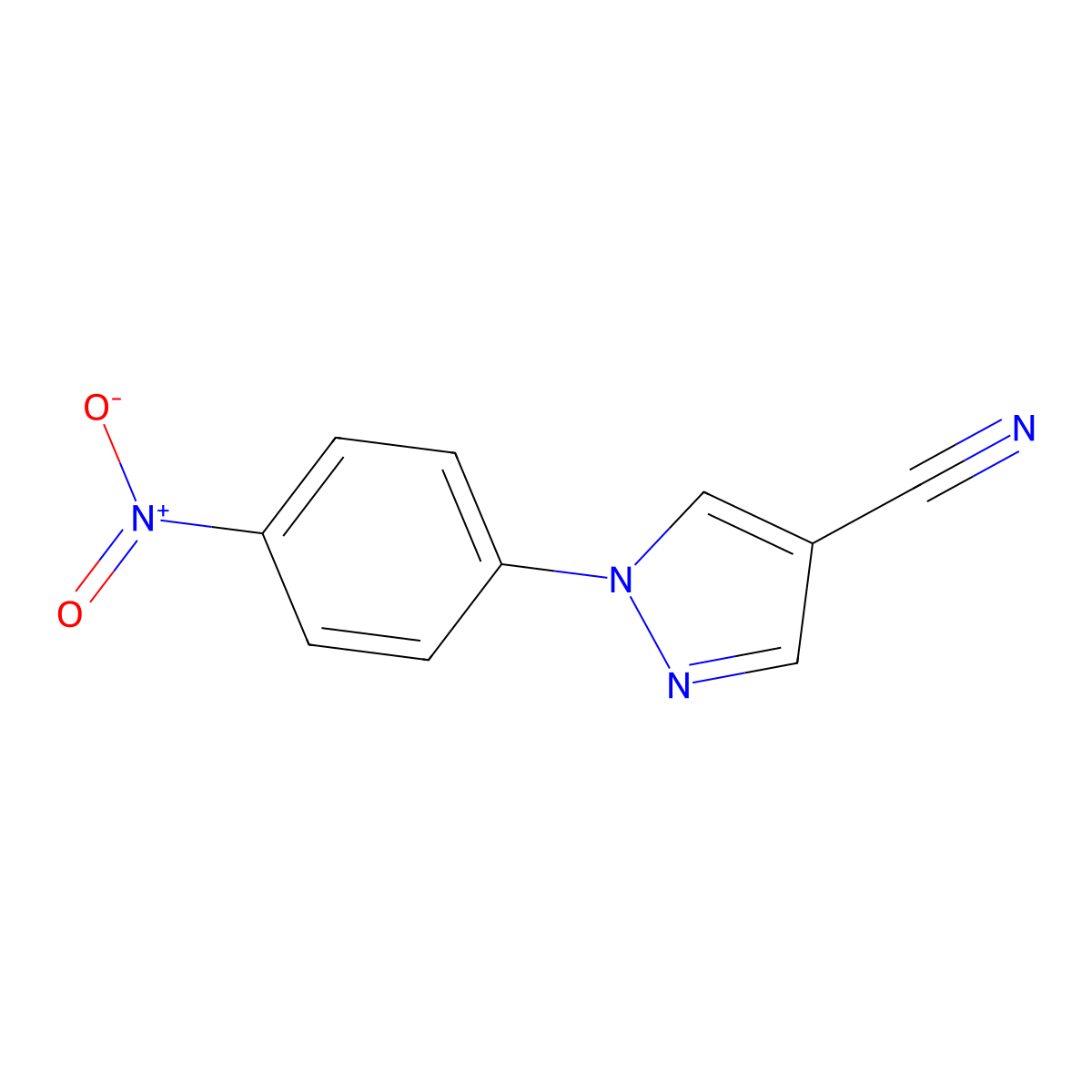 1-(4-nitrophenyl)-1H-pyrazole-4-carbonitrile molecular structure, CAS 102539-56-0