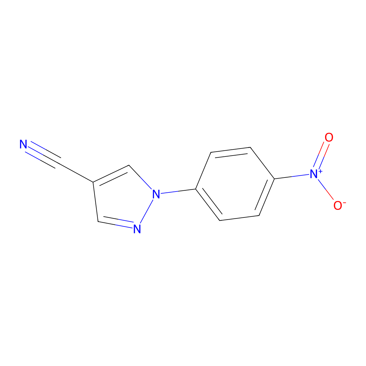 1-(4-nitrophenyl)-1H-pyrazole-4-carbonitrile molecular structure, CAS 102539-56-0