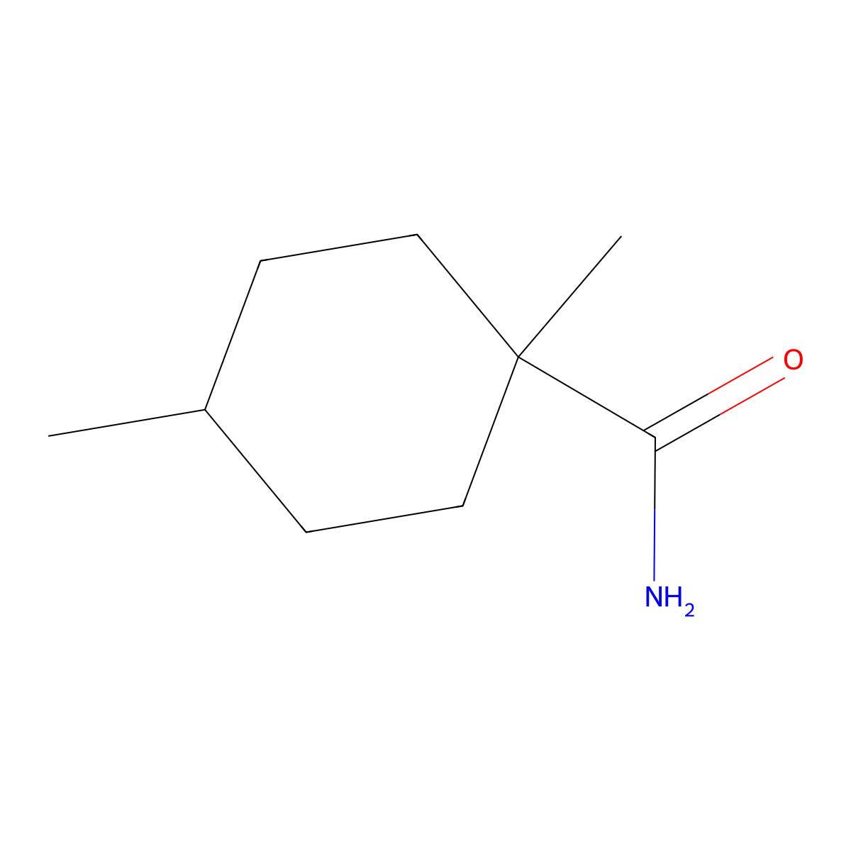1,4-Dimethylcyclohexane-1-carboxamide molecular structure, CAS 102539-74-2