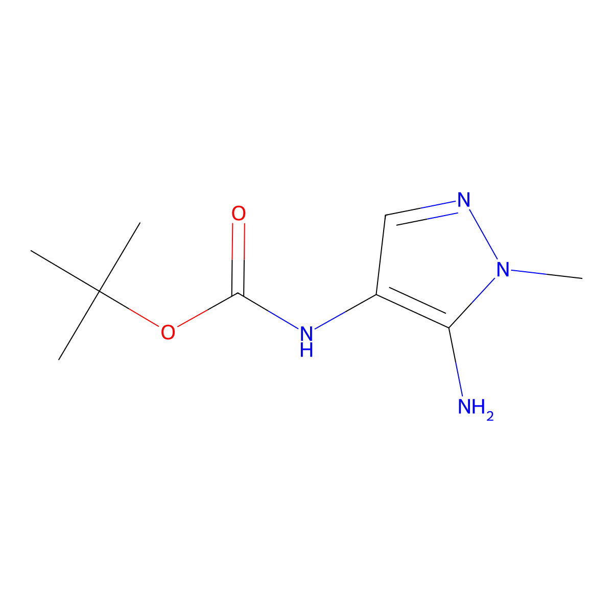 4-(Tert-butoxycarbonylamino)-1-methyl-5-aminopyrazole molecular structure, CAS 1025391-91-6