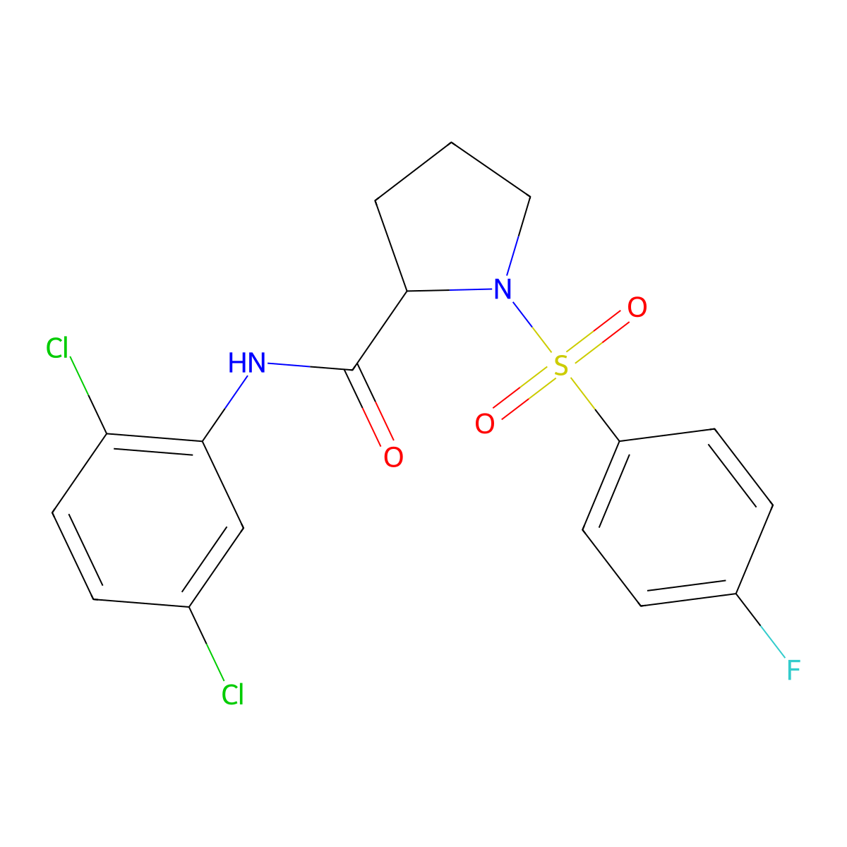 N-(2,5-dichlorophenyl)-1-[(4-fluorophenyl)sulfonyl]prolinamide molecular structure, CAS 1025393-00-3