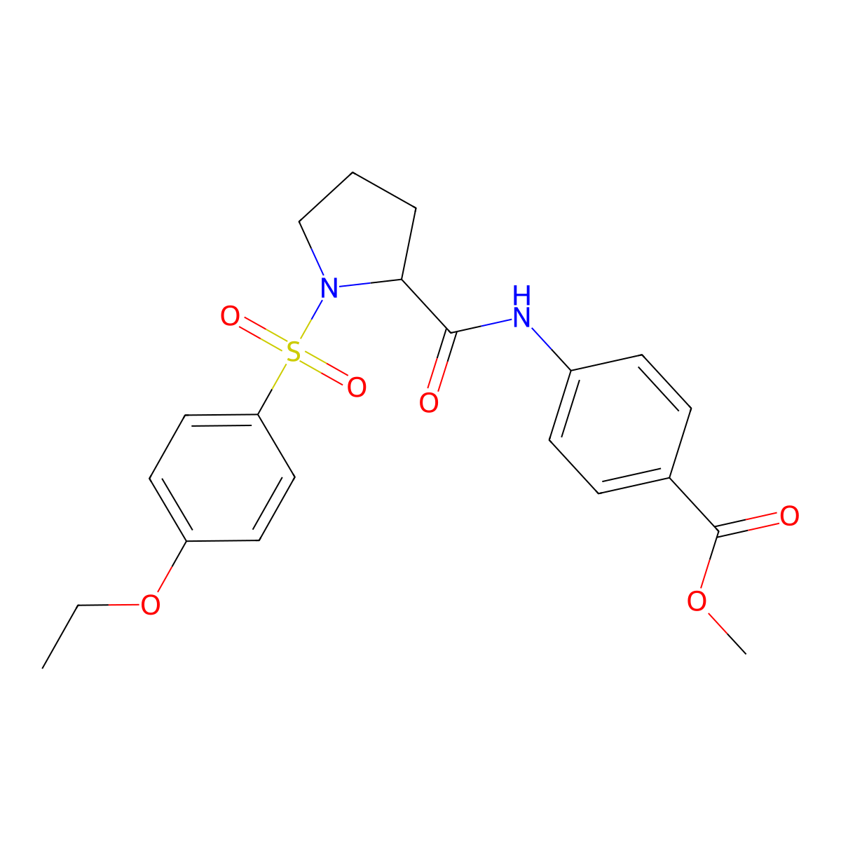 Methyl 4-({1-[(4-ethoxyphenyl)sulfonyl]prolyl}amino)benzoate molecular structure, CAS 1025393-10-5