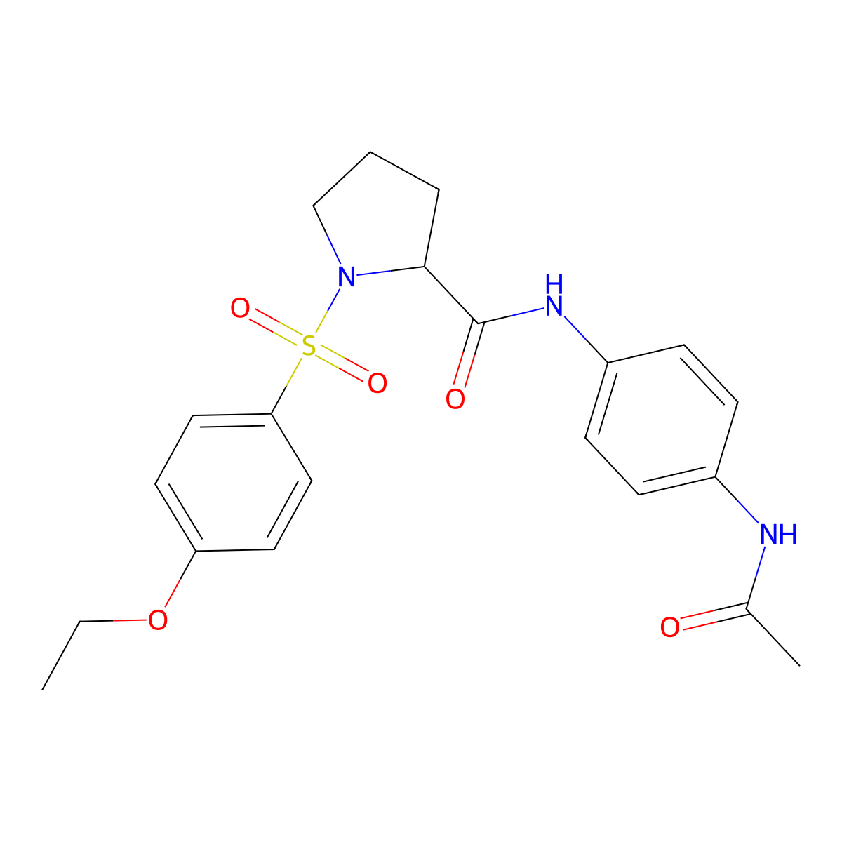N-[4-(acetylamino)phenyl]-1-[(4-ethoxyphenyl)sulfonyl]prolinamide molecular structure, CAS 1025393-20-7