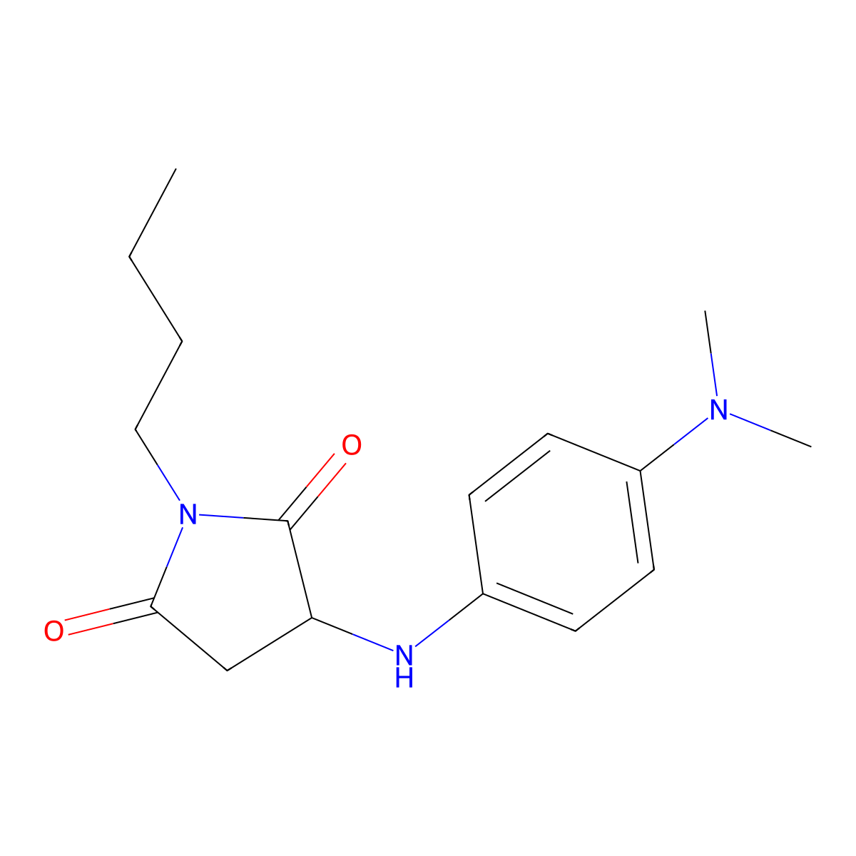1-Butyl-3-((4-(dimethylamino)phenyl)amino)pyrrolidine-2,5-dione molecular structure, CAS 1025395-87-2