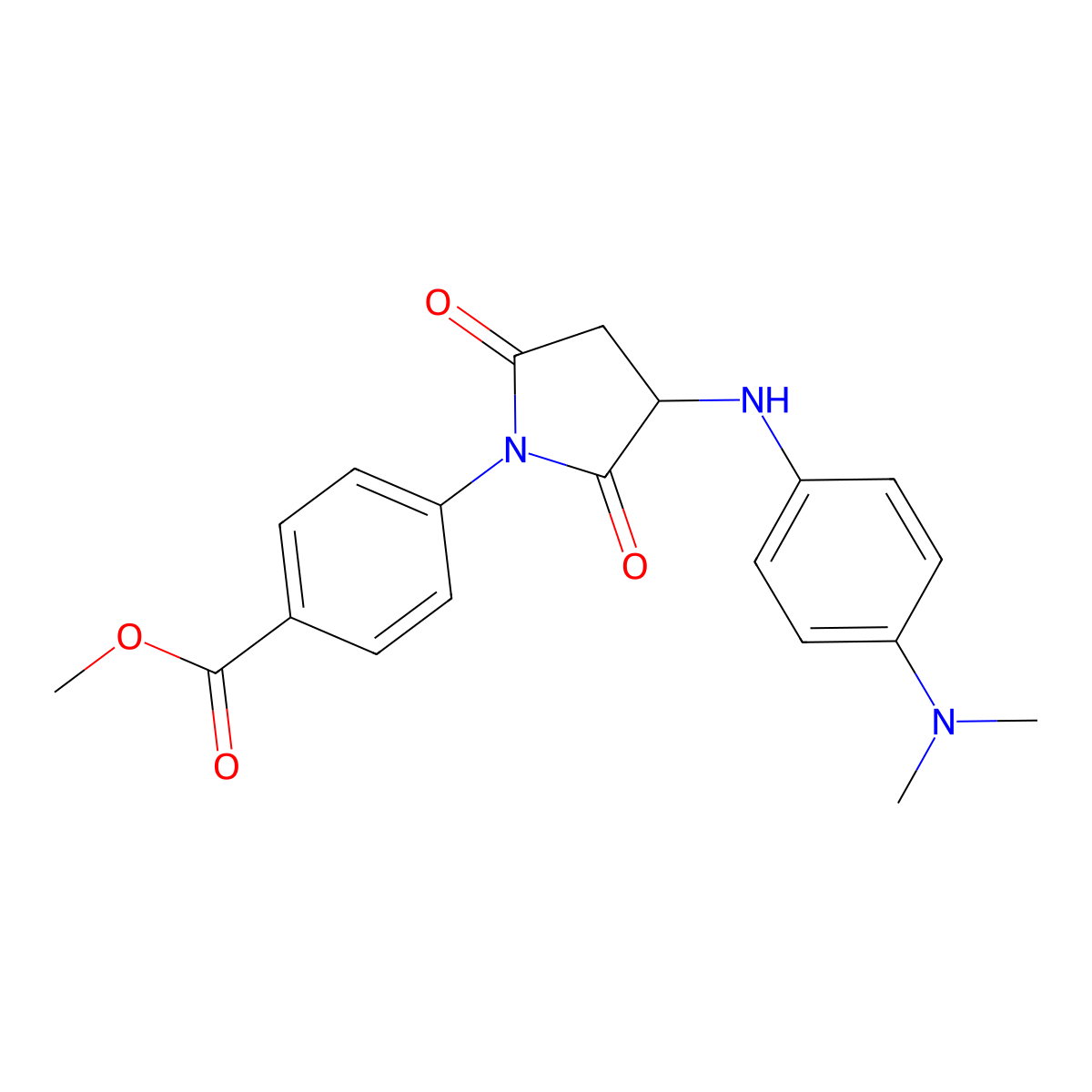Methyl 4-(3-{[4-(dimethylamino)phenyl]amino}-2,5-dioxopyrrolidin-1-yl)benzoate molecular structure, CAS 1025395-90-7