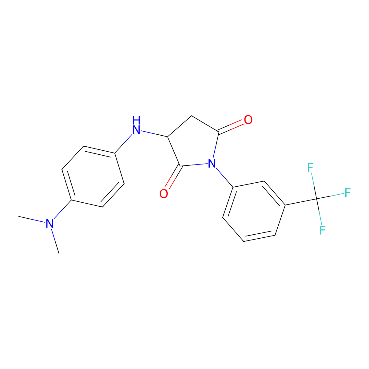 3-((4-(Dimethylamino)phenyl)amino)-1-(3-(trifluoromethyl)phenyl)pyrrolidine-2,5-dione molecular structure, CAS 1025395-91-8