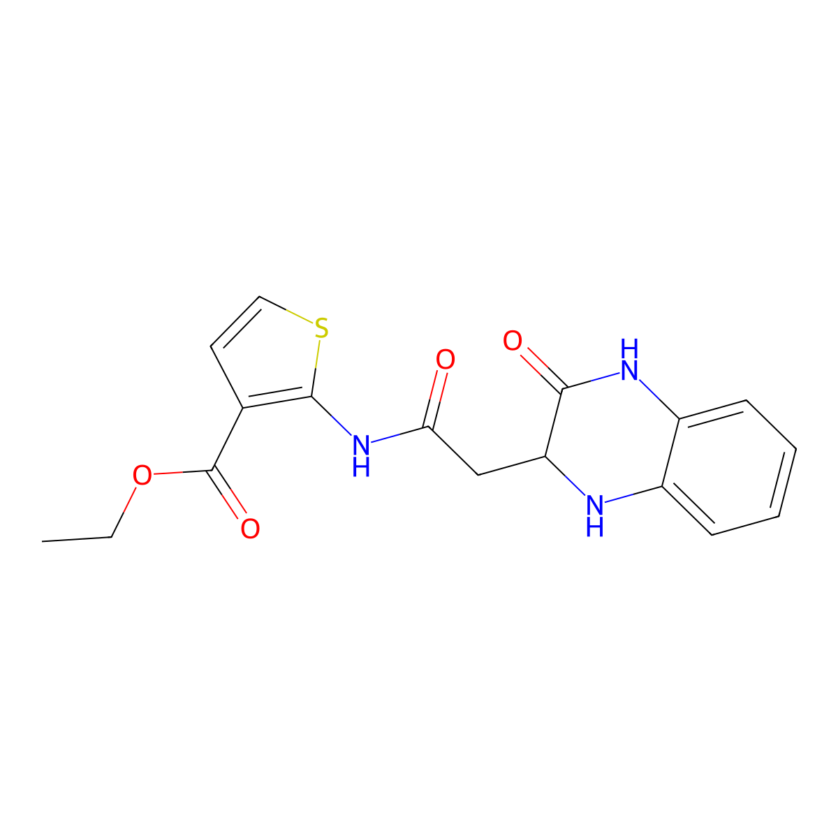 Ethyl 2-{[(3-oxo-1,2,3,4-tetrahydroquinoxalin-2-yl)acetyl]amino}thiophene-3-carboxylate molecular structure, CAS 1025396-17-1
