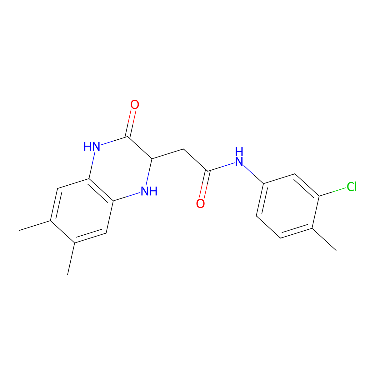 N-(3-chloro-4-methylphenyl)-2-(6,7-dimethyl-3-oxo-1,2,3,4-tetrahydroquinoxalin-2-yl)acetamide molecular structure, CAS 1025396-23-9
