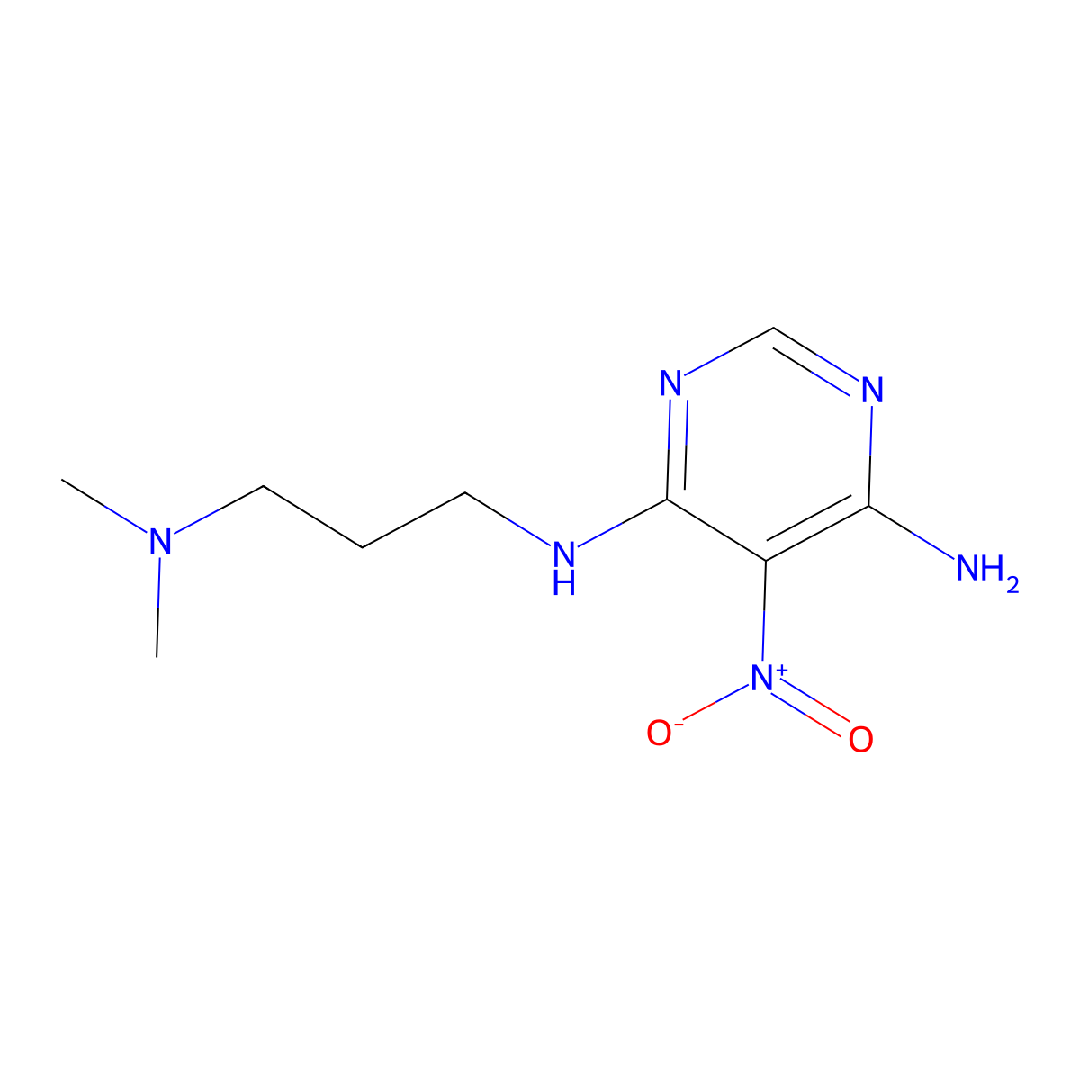 4-N-[3-(dimethylamino)propyl]-5-nitropyrimidine-4,6-diamine molecular structure, CAS 102540-82-9