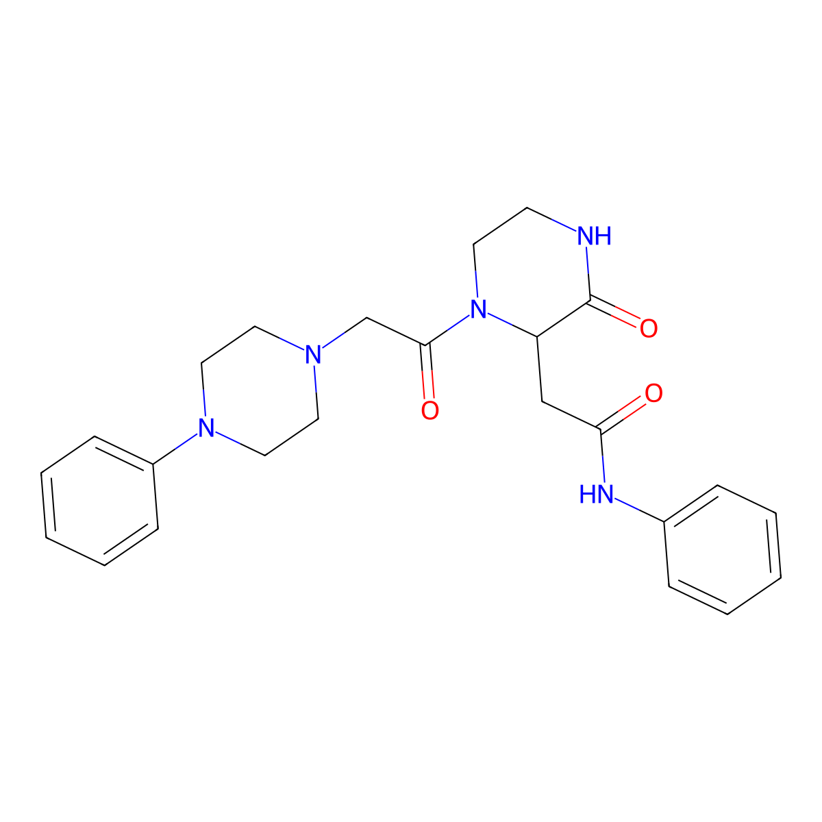 2-{3-oxo-1-[(4-phenylpiperazin-1-yl)acetyl]piperazin-2-yl}-N-phenylacetamide molecular structure, CAS 1025404-64-1