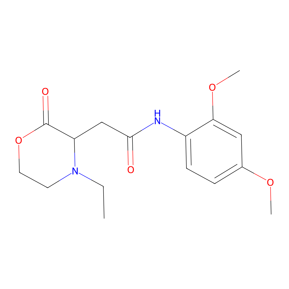 N-(2,4-dimethoxyphenyl)-2-(4-ethyl-2-oxomorpholin-3-yl)acetamide molecular structure, CAS 1025404-68-5