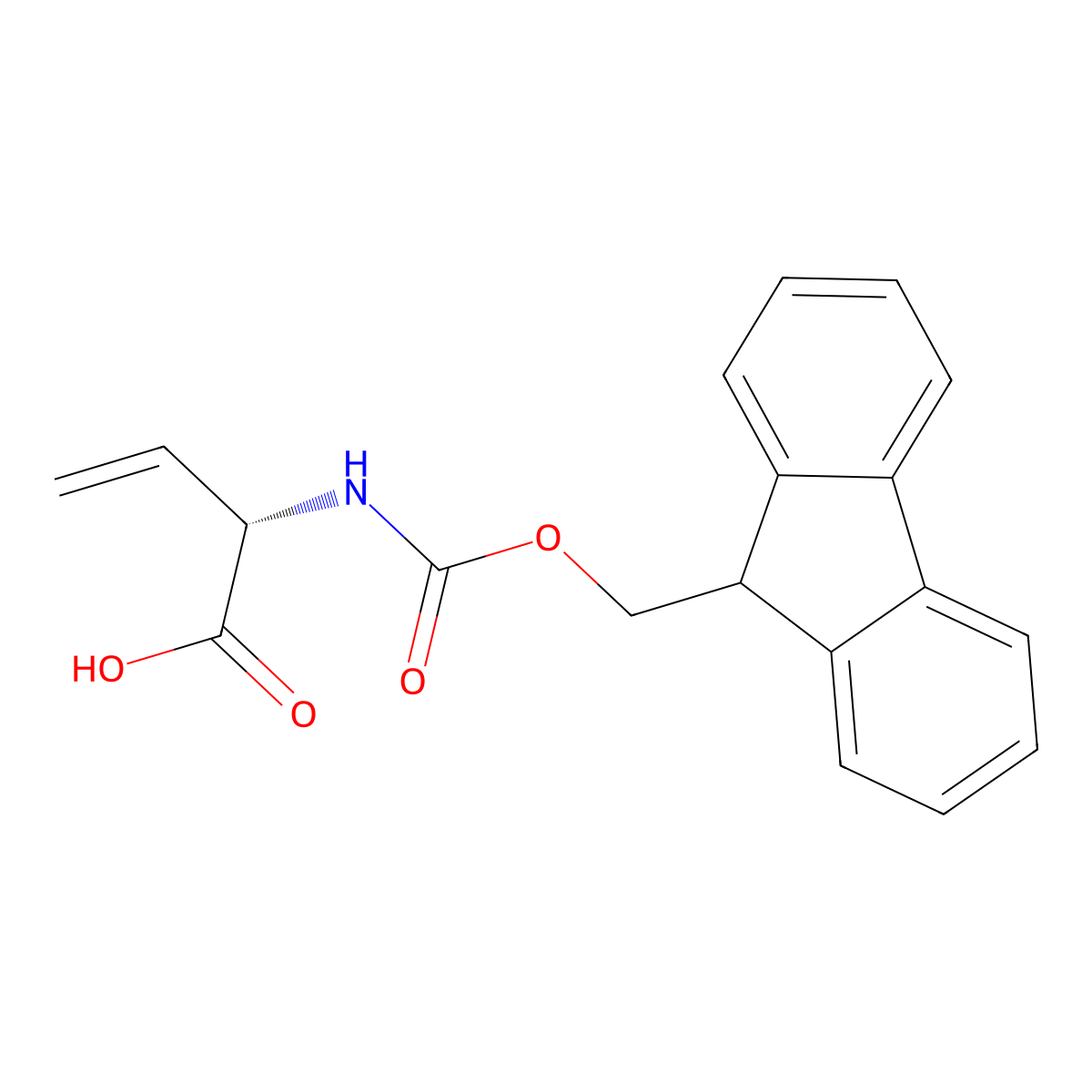 (S)-2-((((9H-Fluoren-9-yl)methoxy)carbonyl)amino)but-3-enoic acid molecular structure, CAS 1025434-04-1